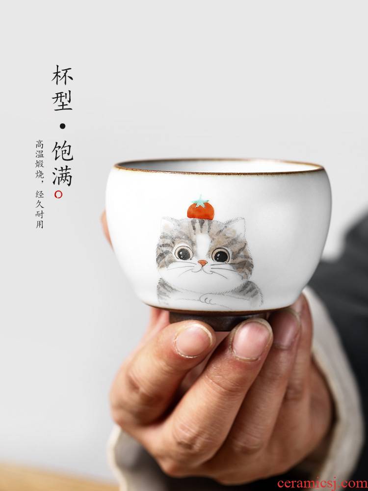 Jingdezhen hand - made kung fu masters cup checking ceramic cups sample tea cup cat single cup your up high - end tea sets