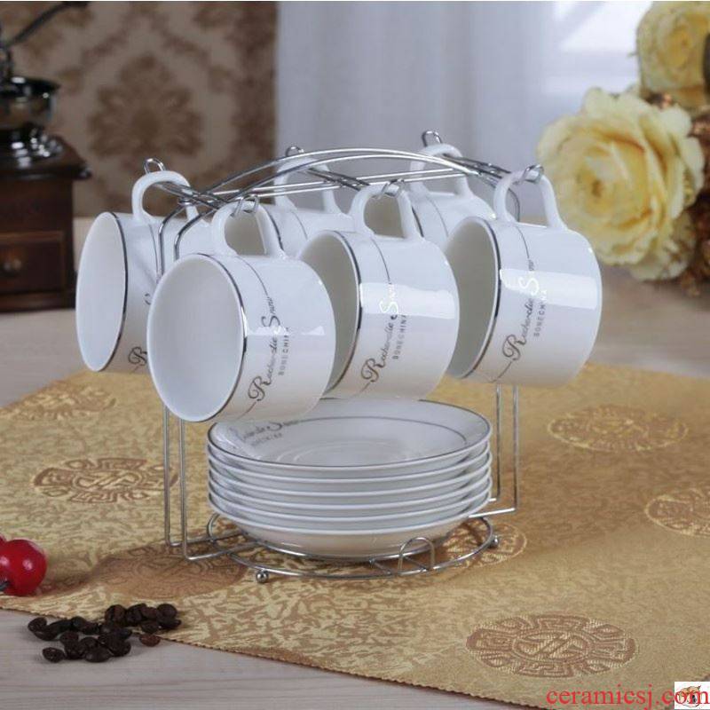 Pure white ceramic coffee cup kit contracted household small cups and saucers spoon set with a European style ltd. hotel creative cup.