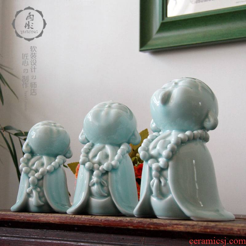 Oolong temple monks creative gift qinggong crafts furnishings jingdezhen ceramics by hand furnishing articles we knew