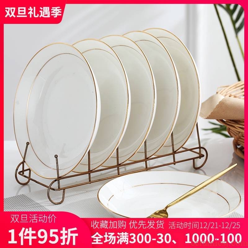 Eight 7/8 inch ceramic plate plate suit family dish dish plate combination Jin Bianshen 10 simple ideas