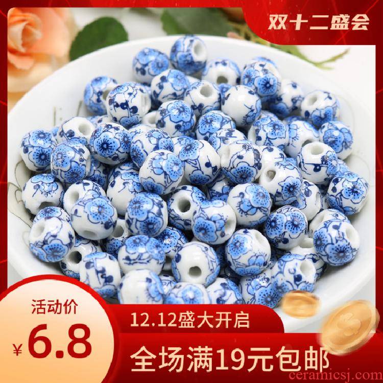 10 mm dark name plum flower bead 10 mm macroporous applique beads Chinese wind ceramic bead bead lotus