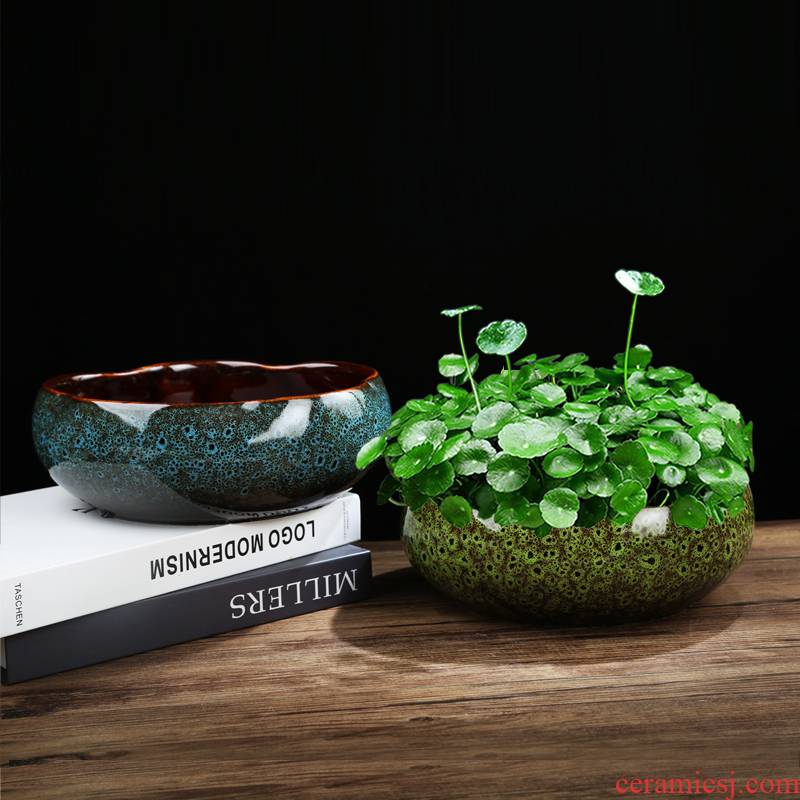 Refers to basin ceramic bowl lotus dedicated copper grass flower POTS hydroponic water lily, fleshy basin household pottery money grass flower pot