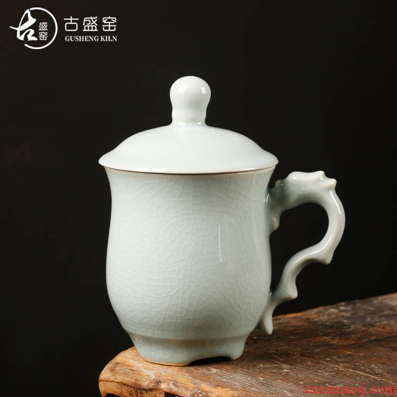 Ancient sheng glass ceramic up your up office home tea cup single cup filter with cover cups craftsmen