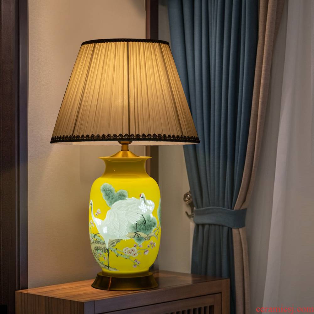 Jingdezhen ceramics furnishing articles pine knife clay crane, prolong lamp vases, new Chinese style adornment bedroom berth lamp