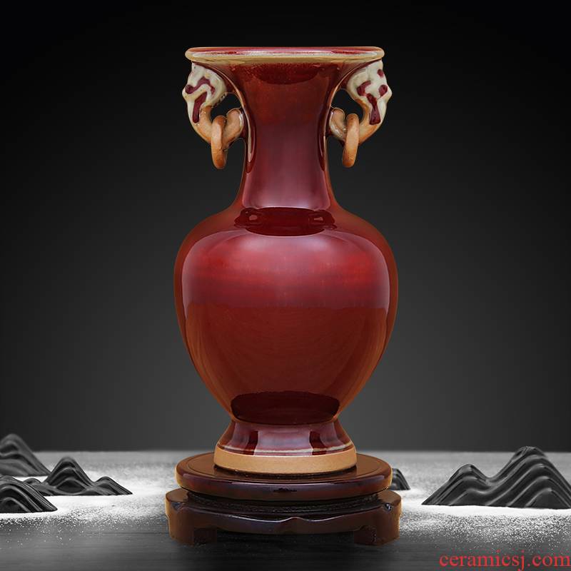 Jun porcelain of jingdezhen ceramic vase ruby red sitting room adornment is placed Chinese up crafts club house decoration