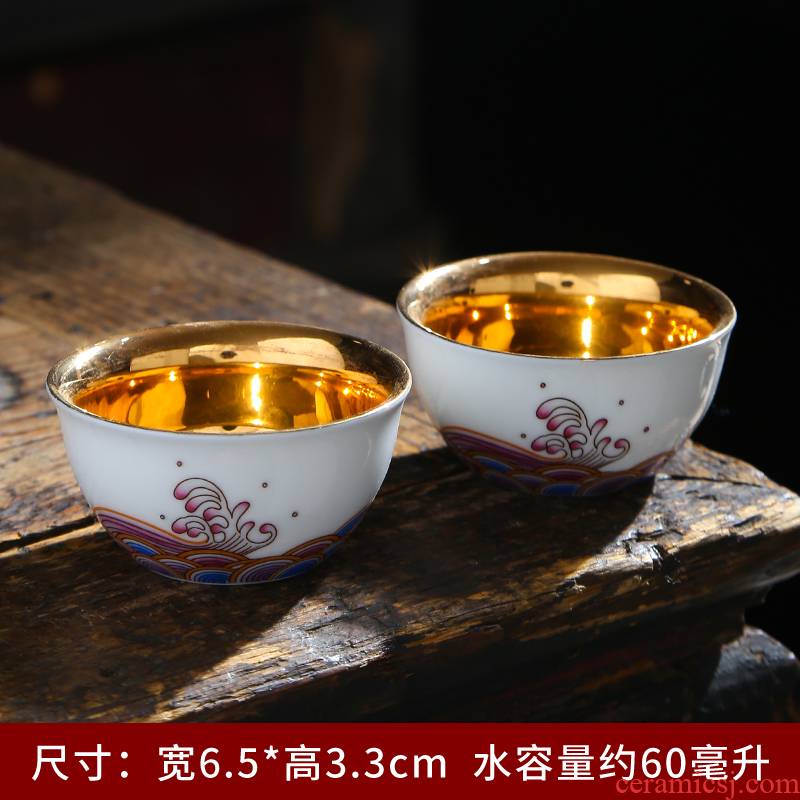 999 sterling silver inner ceramic cups household kung fu tea set jingdezhen blue and white porcelain cup single cup sample tea cup host