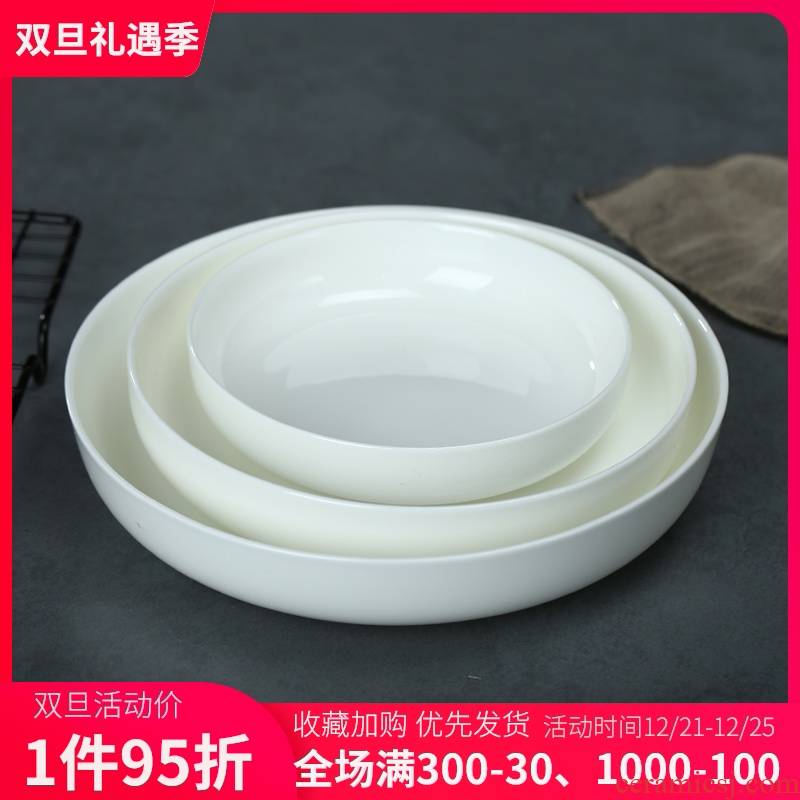 Pure white ipads China plate son of jingdezhen ceramic deep dish dish home soup plate FanPan practical round dish dish dish