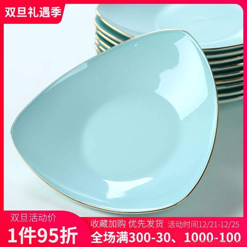 Jingdezhen celadon up phnom penh dish creative Korean plate ceramic deep dish FanPan soup plate household ipads porcelain dish dish