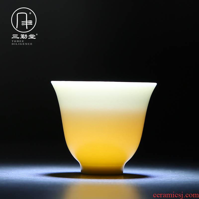 Three frequently hall cup single CPU jingdezhen ceramic kung fu tea set a single master cup tea color glaze puer tea cup
