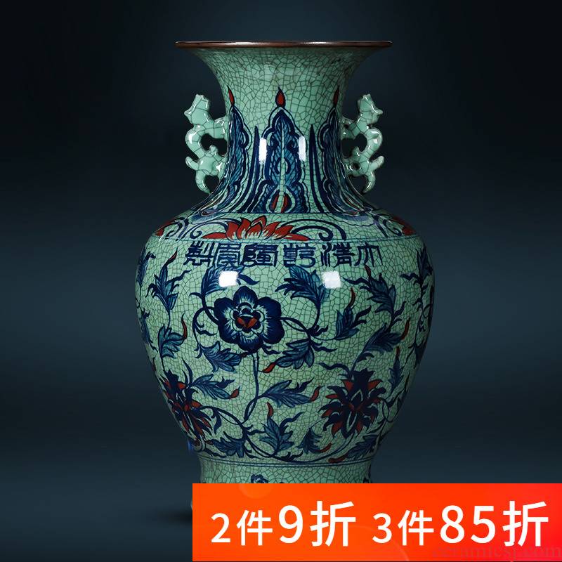 Jingdezhen porcelain ceramic hand - made large large blue and white porcelain vase landed furnishing articles to restore ancient ways Chinese style household ornaments