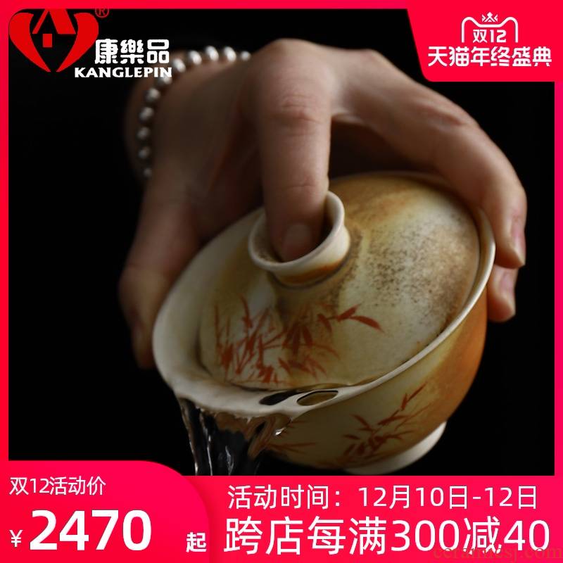 Recreation wood product pure manual water to boil piece can raise hand to bamboo tureen pottery stone kung fu tea tea cup