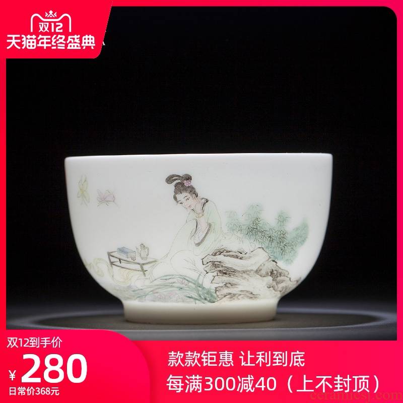 Santa teacups hand - made ceramic kung fu new colored maid figure for a cup of cup sample tea cup single cup of jingdezhen tea service master