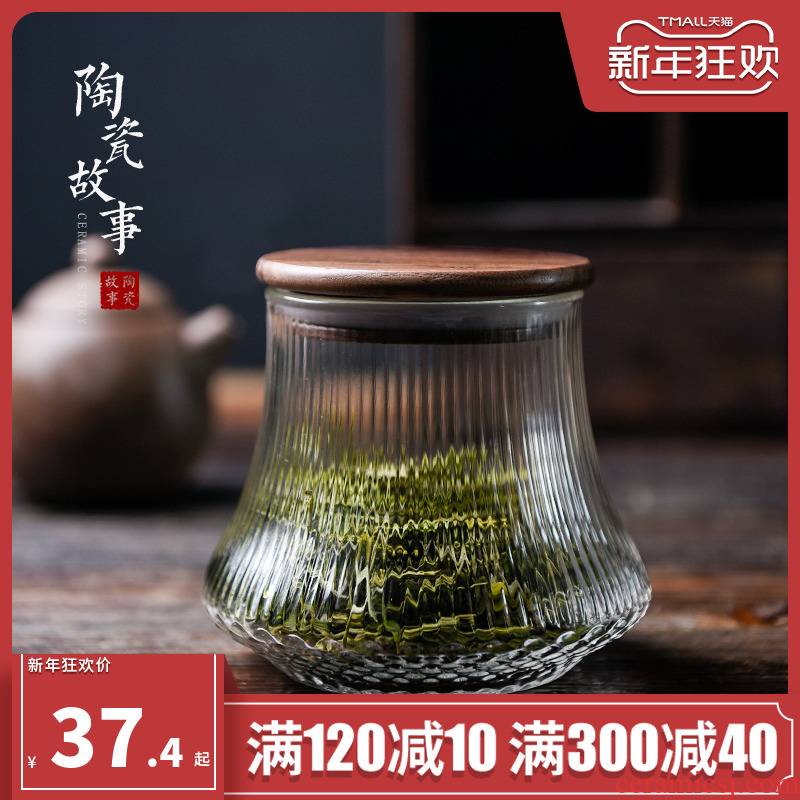 Ceramic glass tea pot seal solid wood cover story pu - erh tea storage tanks with portable storage tea pot