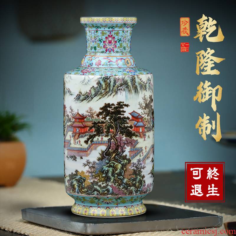 Jingdezhen ceramic vase pastel Chinese antique flower arrangement home TV ark, porcelain desktop sitting room adornment is placed