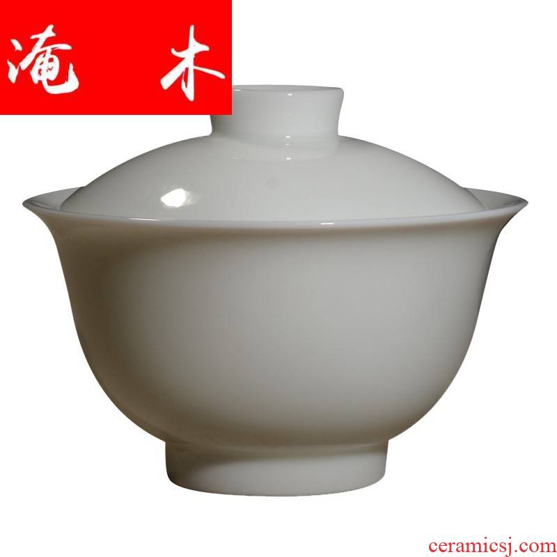 Submerged wood jingdezhen ceramic no riding high jade white mud mud tureen white porcelain high temperature porcelain kung fu tea tea bowl