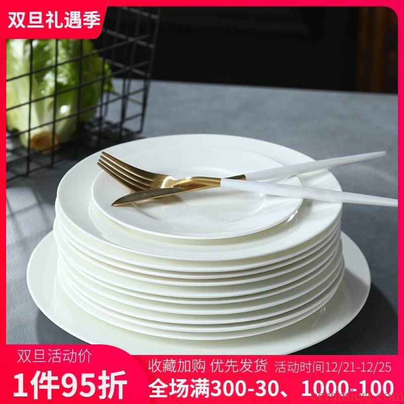 Ipads porcelain child suit household pure white tableware plate flat dish jingdezhen ceramic dish dish dish dish dish of western food
