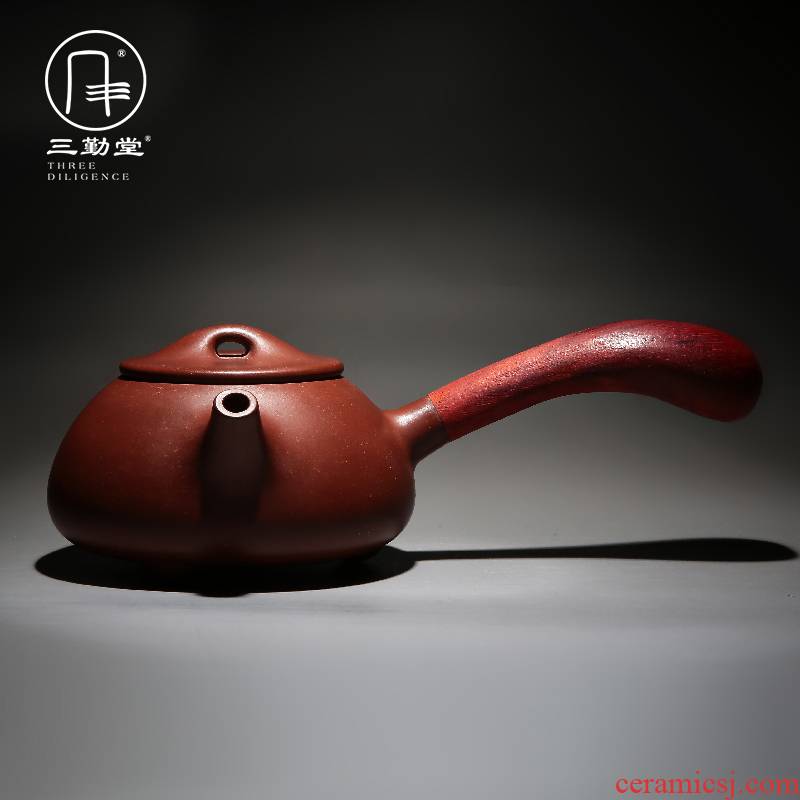 The three regular stone gourd ladle are it yixing masters all hand ore purple clay put The teapot classic annatto side