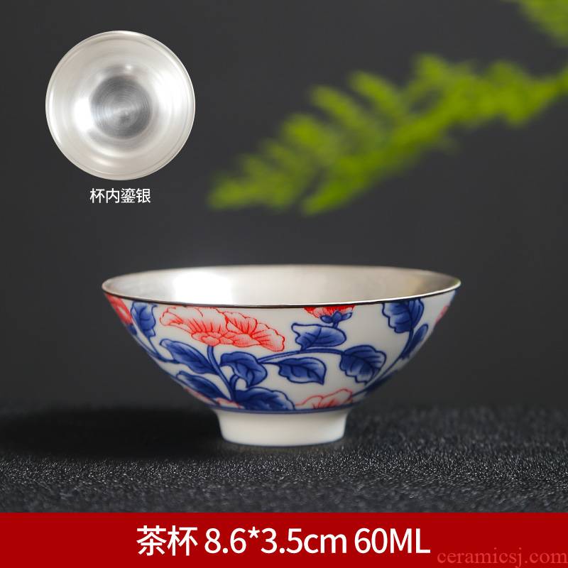 Blue and white porcelain cup 10 ceramic kung fu suit small single CPU personal cup tea cups hat lamp that restore ancient ways tea cup