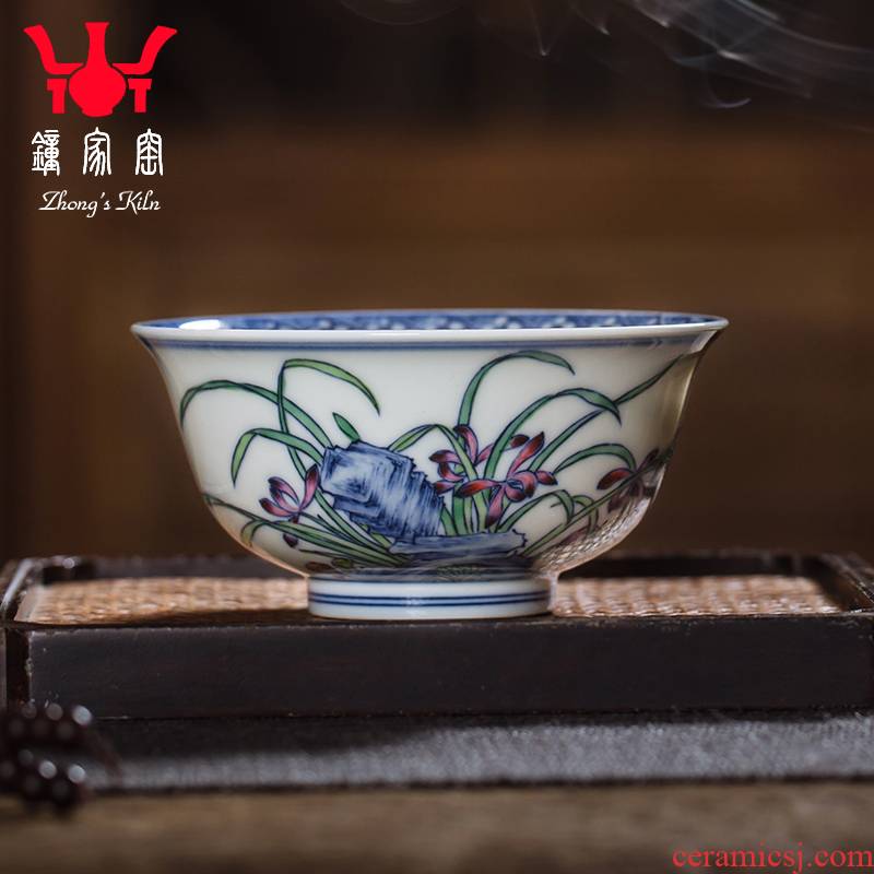 Kung fu tea cups all hand bell home up with jingdezhen ceramic cups bucket color orchids cup cup of high - end men 's master