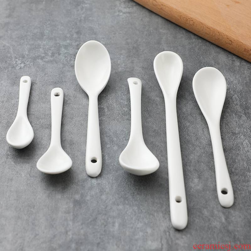 Short ceramic coffee spoon, household children mixing spoon, long - handled spoon web celebrity mini flavor small spoon, and lovely