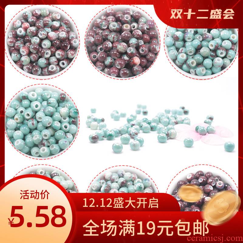100 diy checking beaded material a bracelet of jingdezhen ceramic beads 6 mm woven accessories up scattered beads