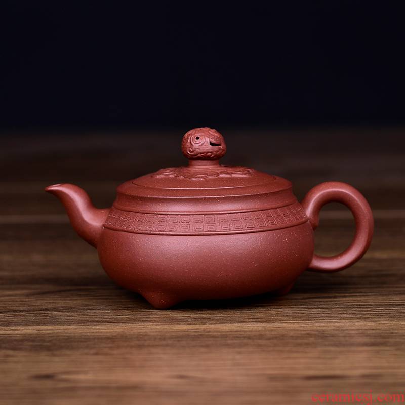 Shadow enjoy undressed ore yixing purple clay it zhai lotus Finn hand carved panlong clouds made round 285 cys teapot