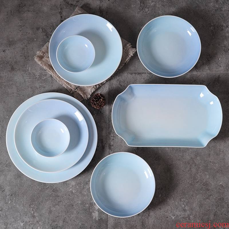 Qiao mu gradient creative ceramic tableware dish dish dish home European steak dinner plate fish dish dumpling dish