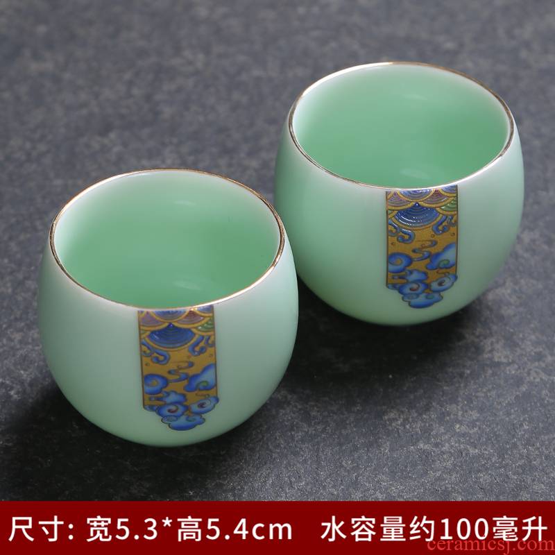 Jingdezhen kung fu tea cups white ceramic cup tea cup archaize celadon porcelain cup personal cup colored enamel single CPU