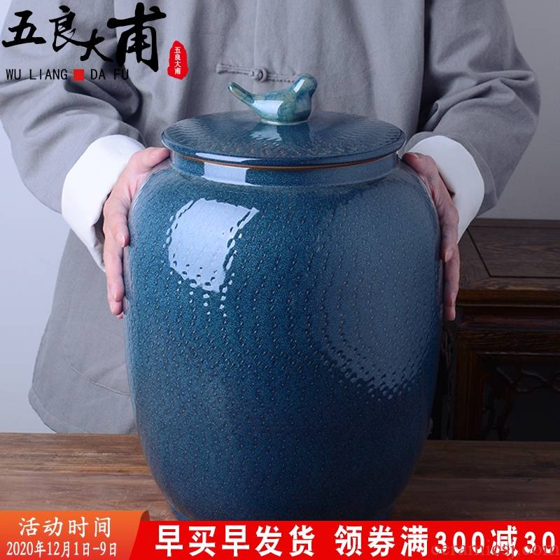 Ceramic barrel with cover home 20 jins of 30 kg to rice storage box flour barrels of old moistureproof insect - resistant seal storage tank