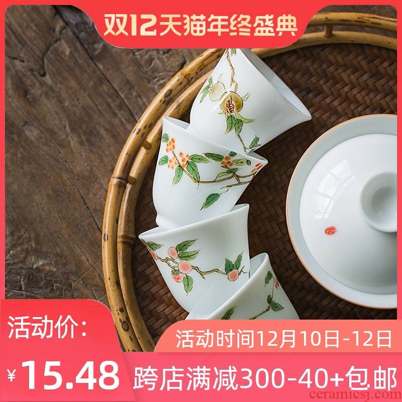 Jingdezhen hand - made pure manual under glaze color porcelain ceramic kung fu tea set personal sample tea cup cup cup single CPU