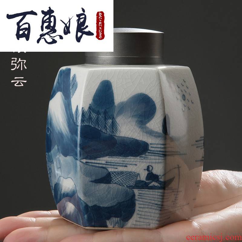 (niang jingdezhen blue and white porcelain ", "cloud caddy fixings creative hand - made ceramic POTS small seal pot of tea