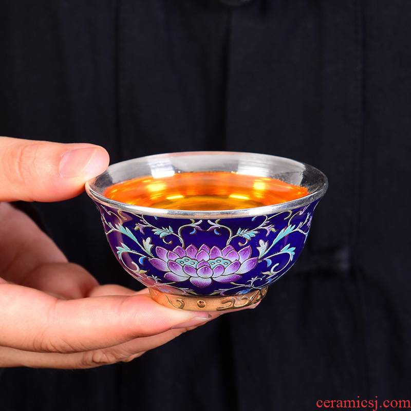 Jingdezhen tea sample tea cup masters cup silvering cup 999 sterling silver, kung fu tea cup single cup, small cup only