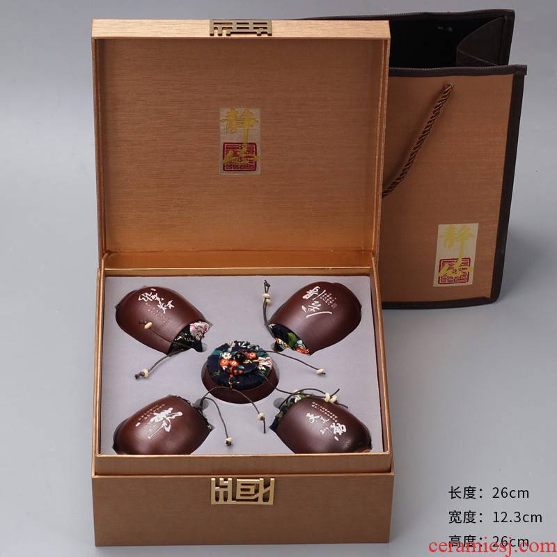 Hui shi caddy fixings gift boxes ceramic small seal tank characteristic tea set gift box holiday gift customization