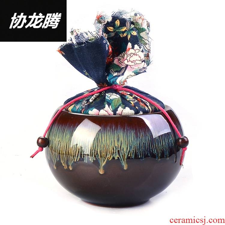 Qiao mu up caddy fixings ceramic seal pot of tea red glaze, ceramic storage tanks