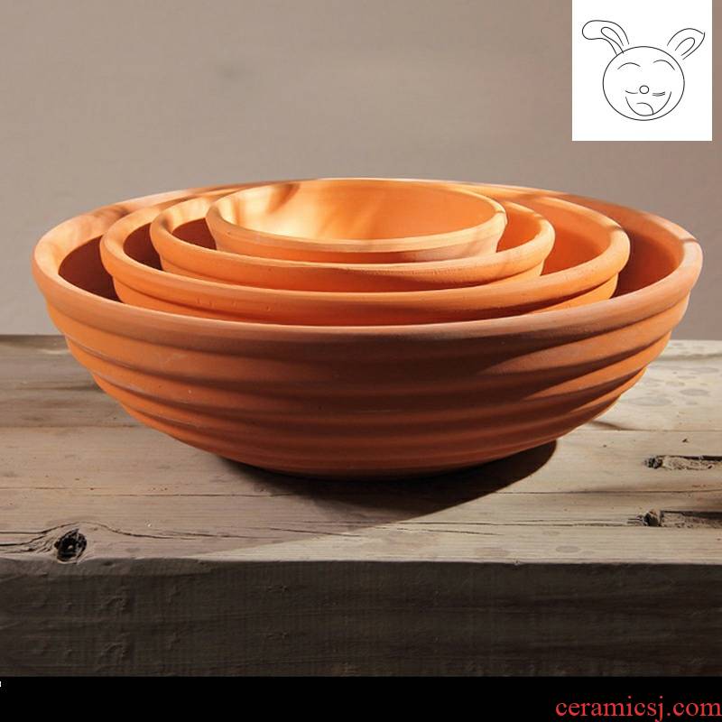 Red clay pot ceramic flower pot breathing heavy thread bowl tub, fleshy flower pot pot combination
