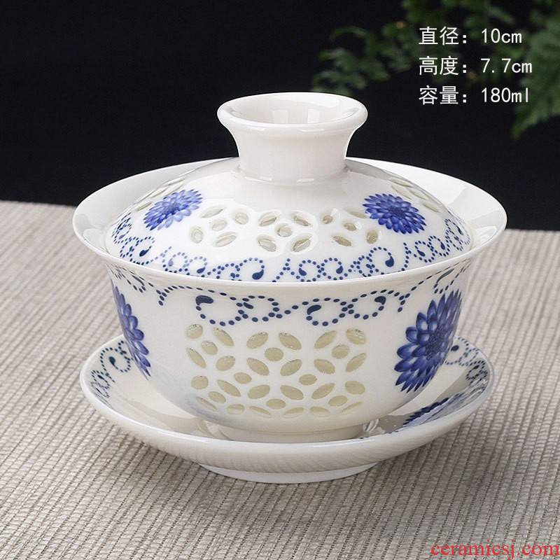 Hui shi and exquisite tureen - the sunflower kung fu tea tea accessories ceramics three bowls of your up