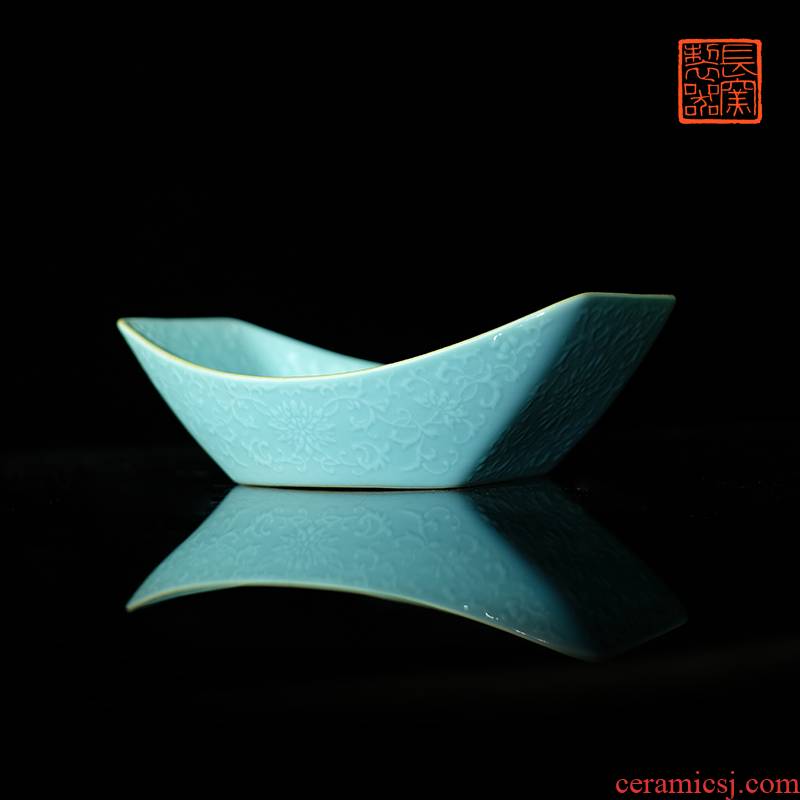 Offered home - cooked ju long up controller heap turquoise carving Wan Shoulian grain tea tea tray ship jingdezhen ceramic antique process