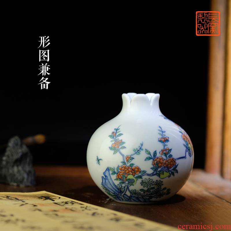 Offered home - cooked hand - made color bucket pomegranate statute of jingdezhen ceramics by hand in small bottle of flower arranging small place