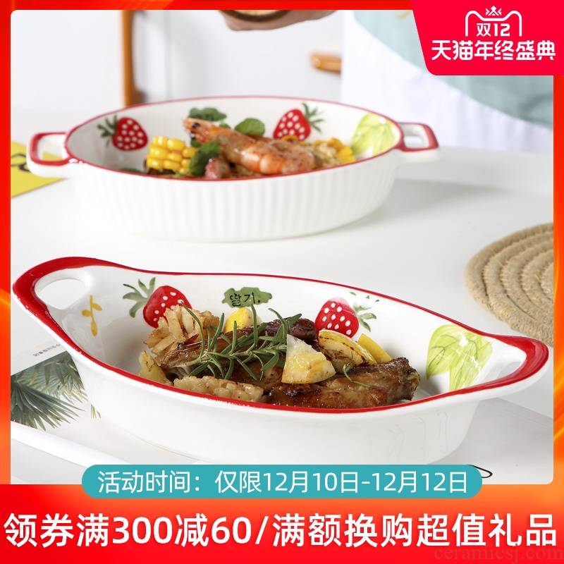 Ceramic pan baked cheese baked food bowl household number fish dish of the new oven microwave oven dedicated plate