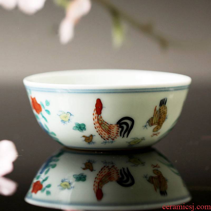 . Poly real boutique scene jingdezhen ceramic cups kung fu tea set sample tea cup archaize in color bucket cylinder cup chicken