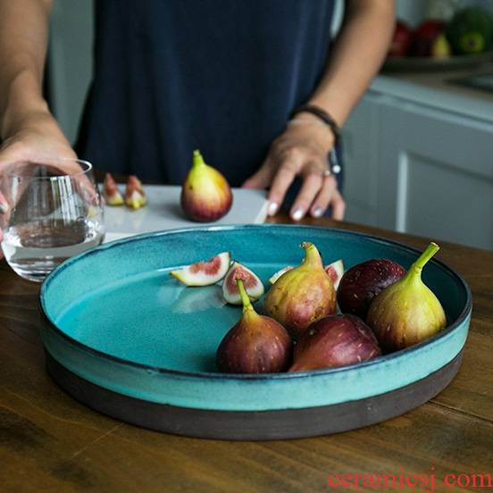 Qiao mu DY creative household dish tray was round table dish dish ceramic tea tray of fruit ceramic tea set