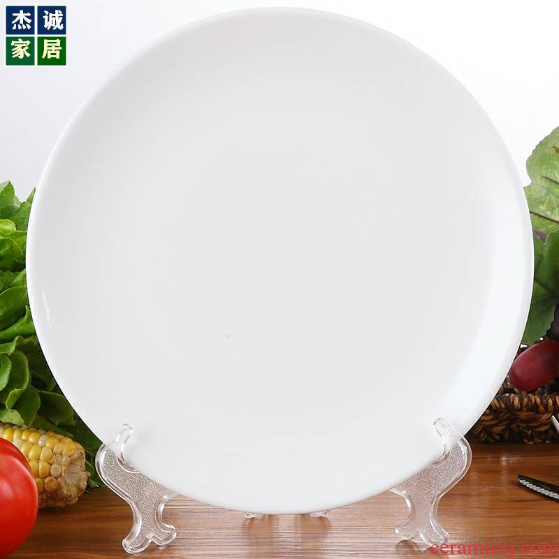 Hotel restaurant household utensils large platter 11 inches pure white ceramic western - style food plates sushi plate disc