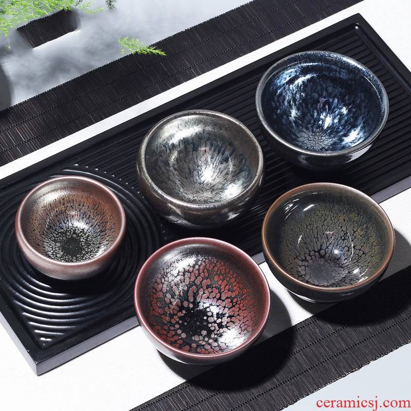 Hui shi jianyang built light ceramic tea set sample tea cup oil droplets masters cup undressed ore iron tire expressions using light beam customization