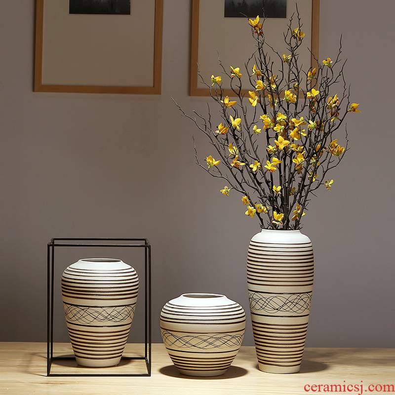 Jingdezhen three - piece suit modern new Chinese modern ceramics decoration place adorn article vase vases, flower arrangement sitting room