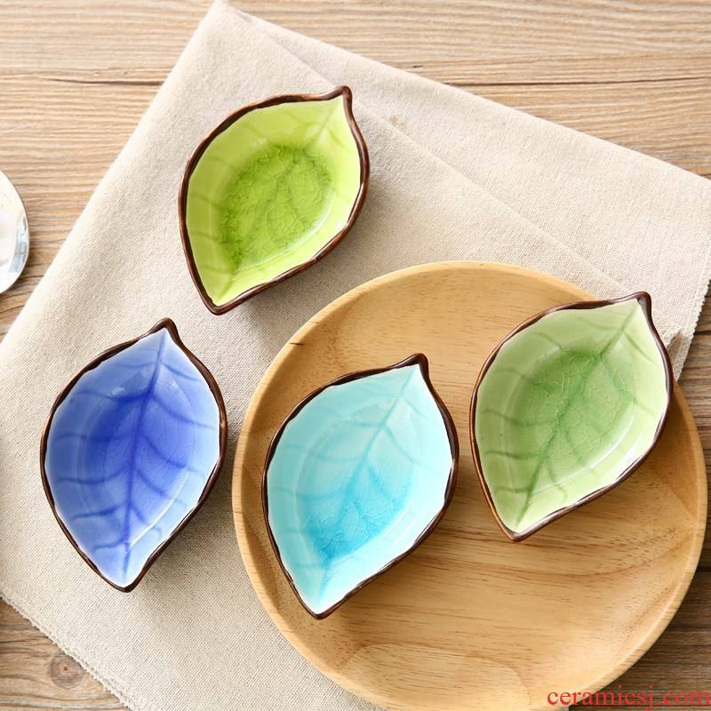 The Scene for the fresh family form fresh heart - shaped leaves side dish hotel 4 inch plate ceramic small household type
