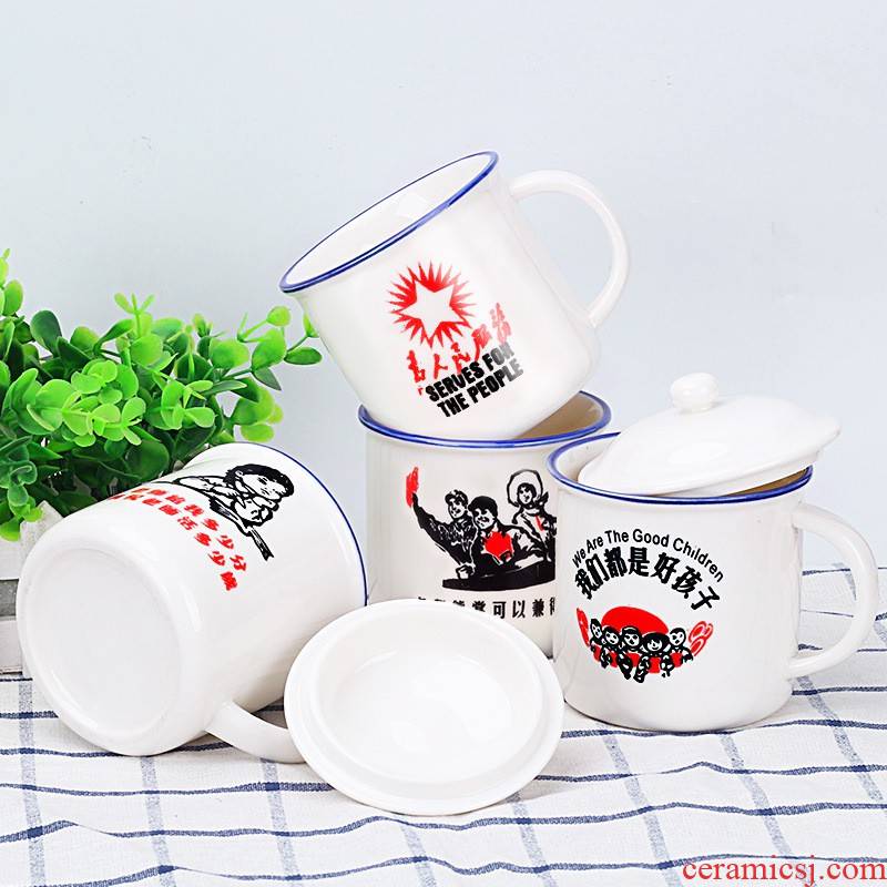 Hui shi porcelain enamel cup cup keller female with cover creative move cup nostalgic trend the custom office