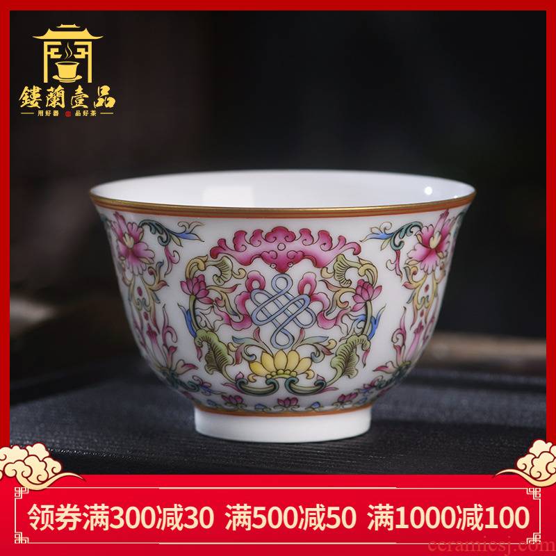 Jingdezhen ceramic all hand - made colored enamel in front master cup kung fu tea cup tea cup sample tea cup