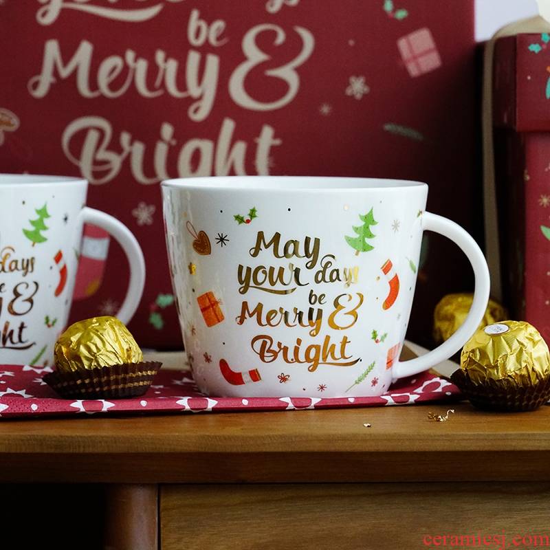 Qiao mu LH Christmas mugs ceramic ipads China large capacity present for girls creative breakfast cereal cup