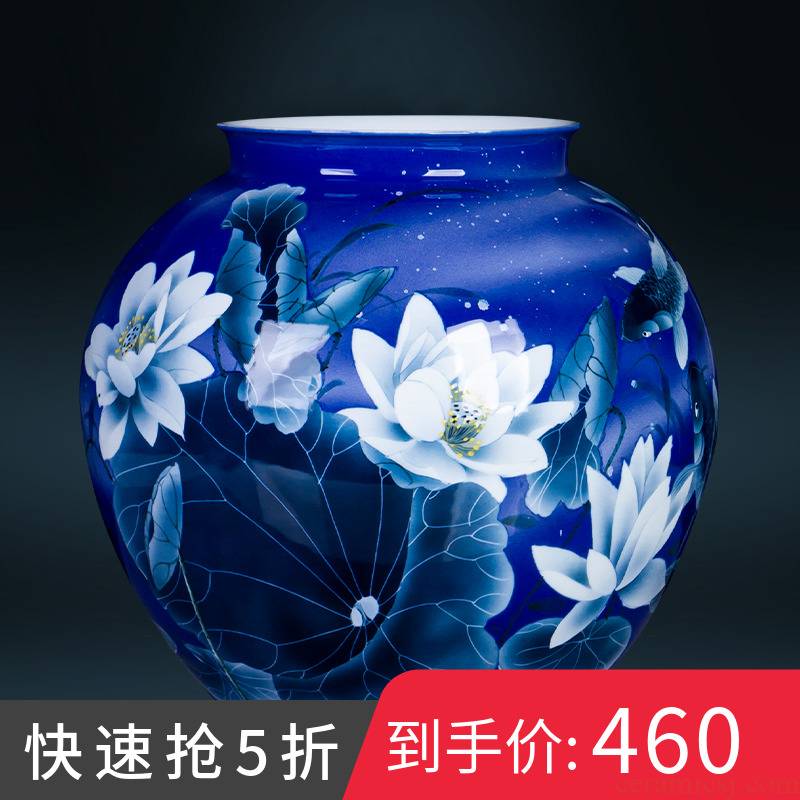 Jingdezhen ceramics hand - made porcelain lotus large vases, Chinese style home club sitting room adornment is placed