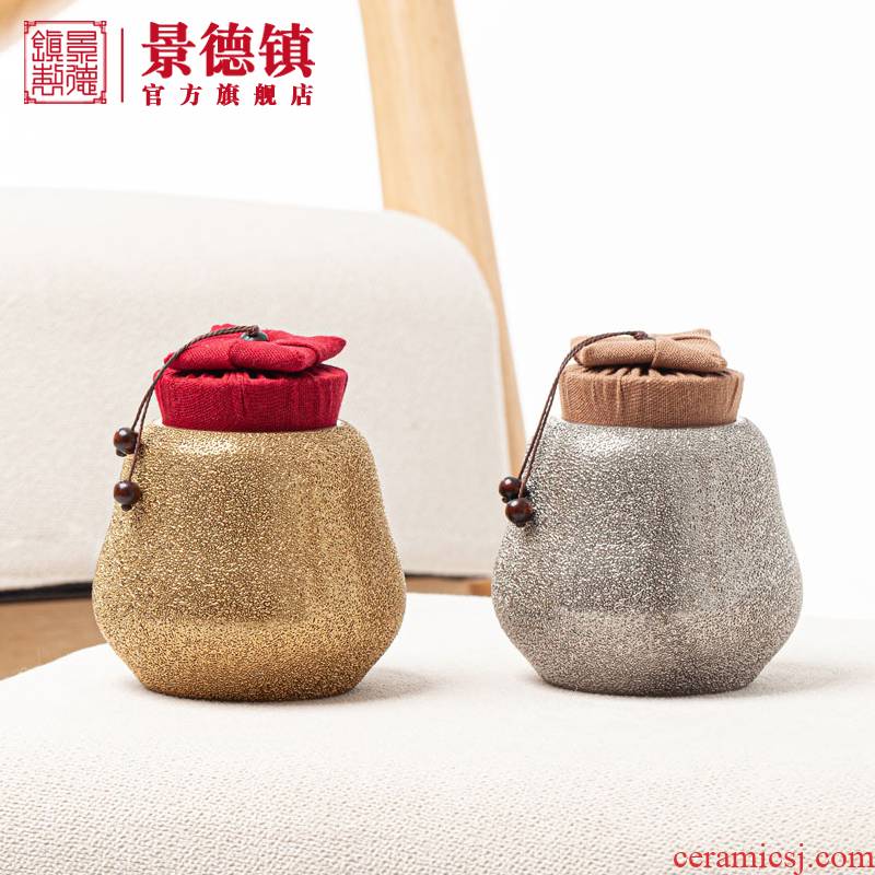 Jingdezhen porcelain, gold and silver sand caddy fixings high temperature porcelain sackcloth lawsuits cover sealing good home office gift items